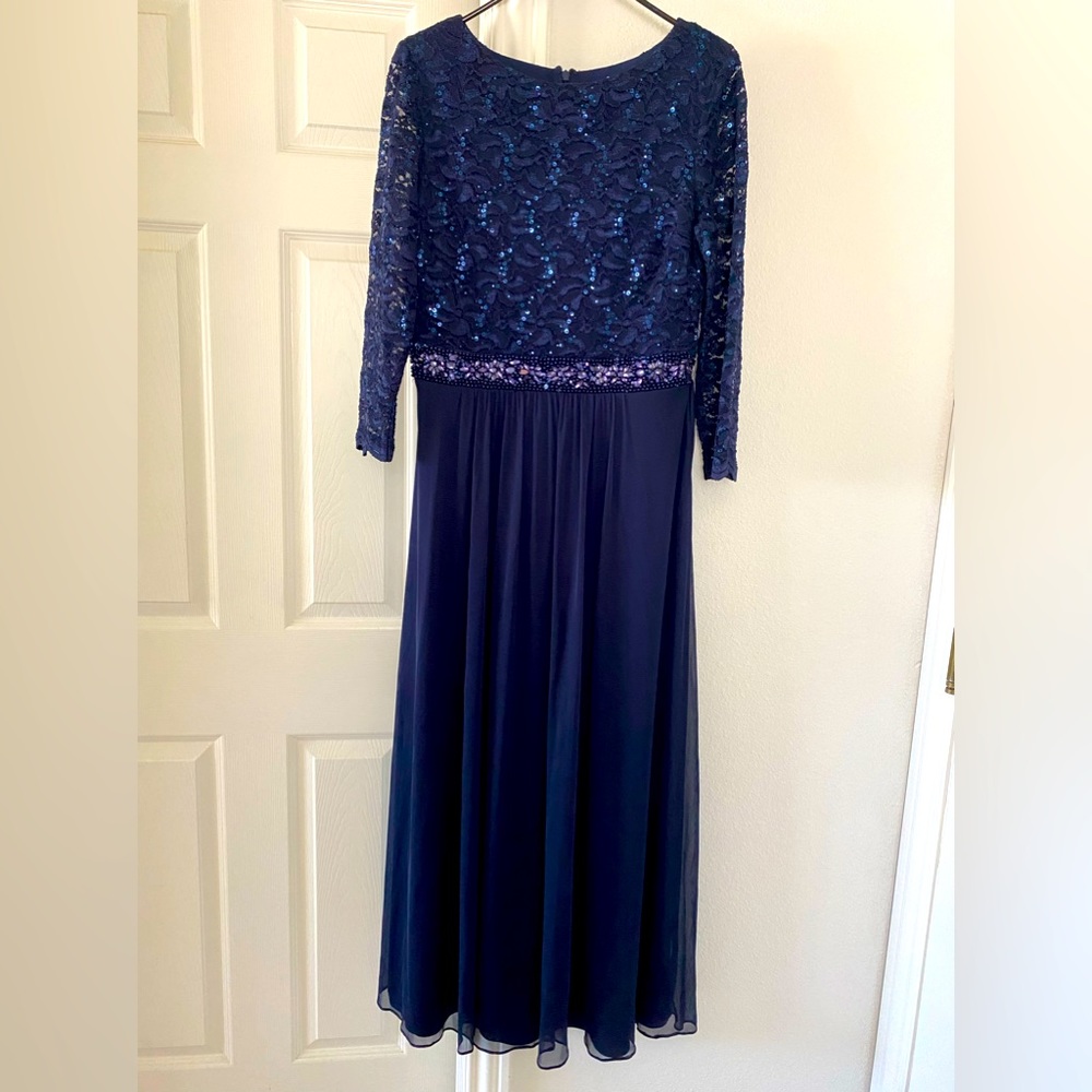 Onyx Nite Blue Sequins Formal Gown